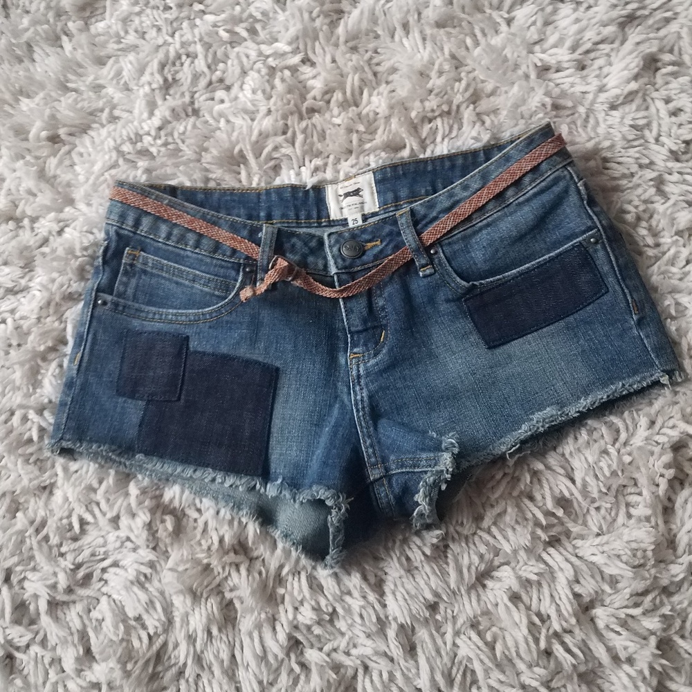 Obey denim patchwork booty shorts
